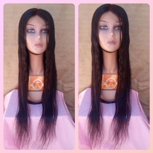 28/30" Brazilian unprocessed glueless human hair wig 4x4 free part closure unit